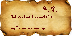 Miklovicz Hasszán névjegykártya